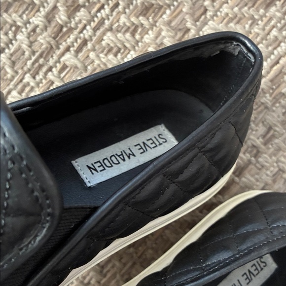 Steve Madden Ecentrcq Black Quilted Slip-On Loafers Sz 9M - Picture 6 of 11